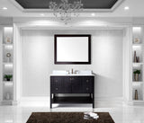 Virtu USA Winterfell 48" Single Bath Vanity with White Marble Top and Round Sink with Matching Mirror