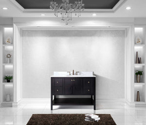 Virtu USA Winterfell 48" Single Bath Vanity with White Marble Top and Round Sink with Brushed Nickel Faucet