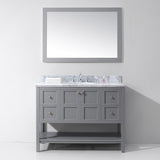 Virtu USA Winterfell 48" Single Bath Vanity with White Marble Top and Round Sink with Brushed Nickel Faucet with Matching Mirror