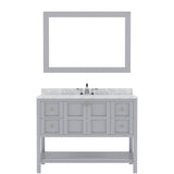 Virtu USA Winterfell 48" Single Bath Vanity with Marble Top and Round Sink with Polished Chrome Faucet and Mirror - Luxe Bathroom Vanities