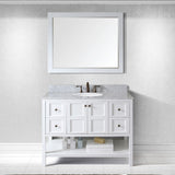 Virtu USA Winterfell 48" Single Bath Vanity with White Marble Top and Round Sink with Brushed Nickel Faucet with Matching Mirror