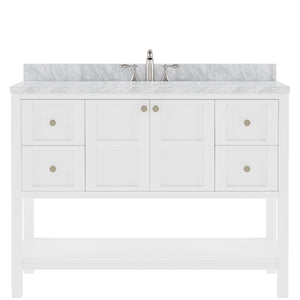 Virtu USA Winterfell 48" Single Bath Vanity with Marble Top and Round Sink with Brushed Nickel Faucet - Luxe Bathroom Vanities