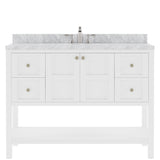 Virtu USA Winterfell 48" Single Bath Vanity in White with White Marble Top and Round Sink - Luxe Bathroom Vanities