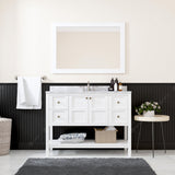 Virtu USA Winterfell 48" Single Bath Vanity with White Marble Top and Round Sink with Brushed Nickel Faucet with Matching Mirror