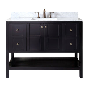 Virtu USA Winterfell 48" Single Bath Vanity in Espresso with Marble Top and Square Sink with Brushed Nickel Faucet - Luxe Bathroom Vanities Luxury Bathroom Fixtures Bathroom Furniture