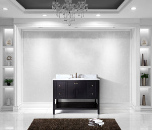 Virtu USA Winterfell 48" Single Bath Vanity with White Marble Top and Square Sink with Polished Chrome Faucet