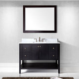 Virtu USA Winterfell 48" Single Bath Vanity with White Marble Top and Square Sink with Polished Chrome Faucet with Matching Mirror