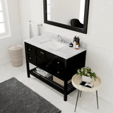 Virtu USA Winterfell 48" Single Bath Vanity with White Marble Top and Square Sink with Matching Mirror