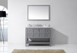 Virtu USA Winterfell 48" Single Bath Vanity with White Marble Top and Square Sink with Polished Chrome Faucet with Matching Mirror