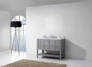 Virtu USA Winterfell 48" Single Bath Vanity with White Marble Top and Square Sink with Polished Chrome Faucet