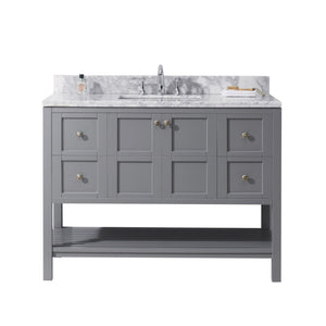 Virtu USA Winterfell 48" Single Bath Vanity with Marble Top and Square Sink with Polished Chrome Faucet - Luxe Bathroom Vanities