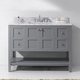 Virtu USA Winterfell 48" Single Bath Vanity with White Marble Top and Square Sink