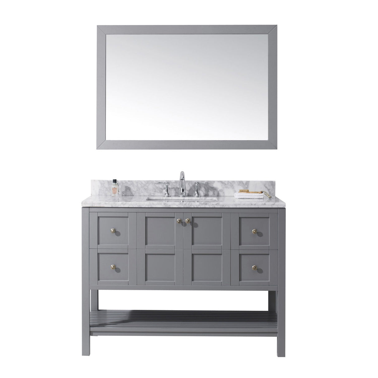Virtu USA Winterfell 48" Single Bath Vanity with Marble Top and Square Sink with Mirror - Luxe Bathroom Vanities