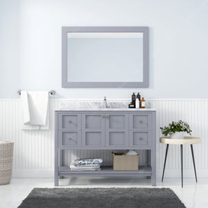 Virtu USA Winterfell 48" Single Bath Vanity with White Marble Top and Square Sink with Matching Mirror