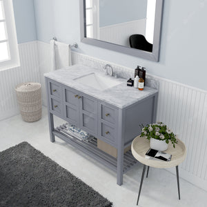 Virtu USA Winterfell 48" Single Bath Vanity with White Marble Top and Square Sink with Matching Mirror