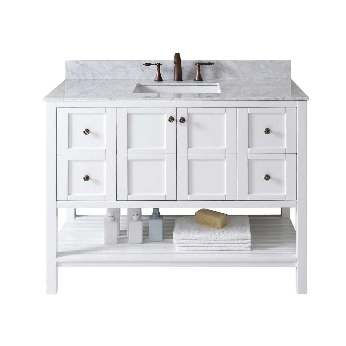 Virtu USA Winterfell 48" Single Bath Vanity with Marble Top and Square Sink with Polished Chrome Faucet - Luxe Bathroom Vanities