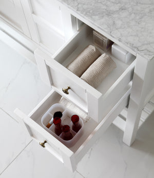 Virtu USA Winterfell 48" Single Bath Vanity with White Marble Top and Square Sink with Matching Mirror