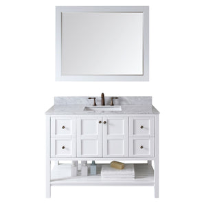 Virtu USA Winterfell 48" Single Bath Vanity with Marble Top and Square Sink with Mirror - Luxe Bathroom Vanities