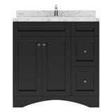 Virtu USA Elise 36" Single Bath Vanity with White Quartz Top and Round Sink with Matching Mirror