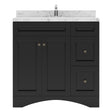 Virtu USA Elise 36" Single Bath Vanity in White with White Quartz Top and Round Sink - Luxe Bathroom Vanities