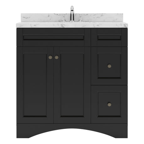 Virtu USA Elise 36" Single Bath Vanity in White with White Quartz Top and Round Sink - Luxe Bathroom Vanities