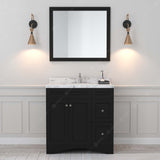 Virtu USA Elise 36" Single Bath Vanity with White Quartz Top and Round Sink with Matching Mirror