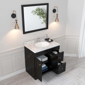 Virtu USA Elise 36" Single Bath Vanity with White Quartz Top and Round Sink with Brushed Nickel Faucet with Matching Mirror