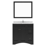 Virtu USA Elise 36" Single Bath Vanity in White with White Quartz Top and Round Sink with Matching Mirror - Luxe Bathroom Vanities