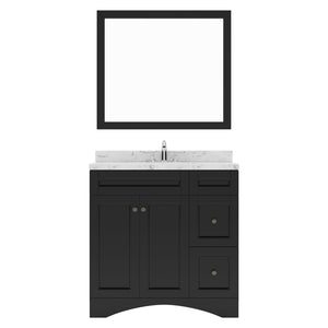 Virtu USA Elise 36" Single Bath Vanity in Gray with White Quartz Top and Round Sink with Brushed Nickel Faucet with Matching Mirror - Luxe Bathroom Vanities