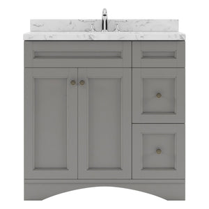 Virtu USA Elise 36" Single Bath Vanity with White Quartz Top and Round Sink with Matching Mirror