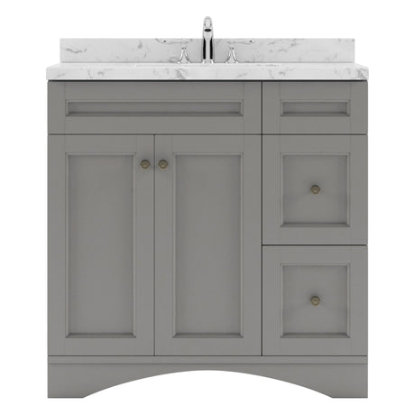 Virtu USA Elise 36" Single Bath Vanity in White with White Quartz Top and Round Sink - Luxe Bathroom Vanities