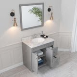 Virtu USA Elise 36" Single Bath Vanity with White Quartz Top and Round Sink with Matching Mirror