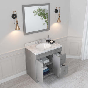 Virtu USA Elise 36" Single Bath Vanity with White Quartz Top and Round Sink with Brushed Nickel Faucet with Matching Mirror
