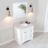 Virtu USA Elise 36" Single Bath Vanity with White Quartz Top and Round Sink with Matching Mirror