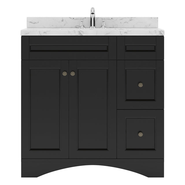 Virtu USA Elise 36" Single Bath Vanity in White with White Quartz Top and Square Sink - Luxe Bathroom Vanities