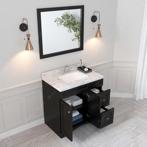 Virtu USA Elise 36" Single Bath Vanity with White Quartz Top and Square Sink with Matching Mirror
