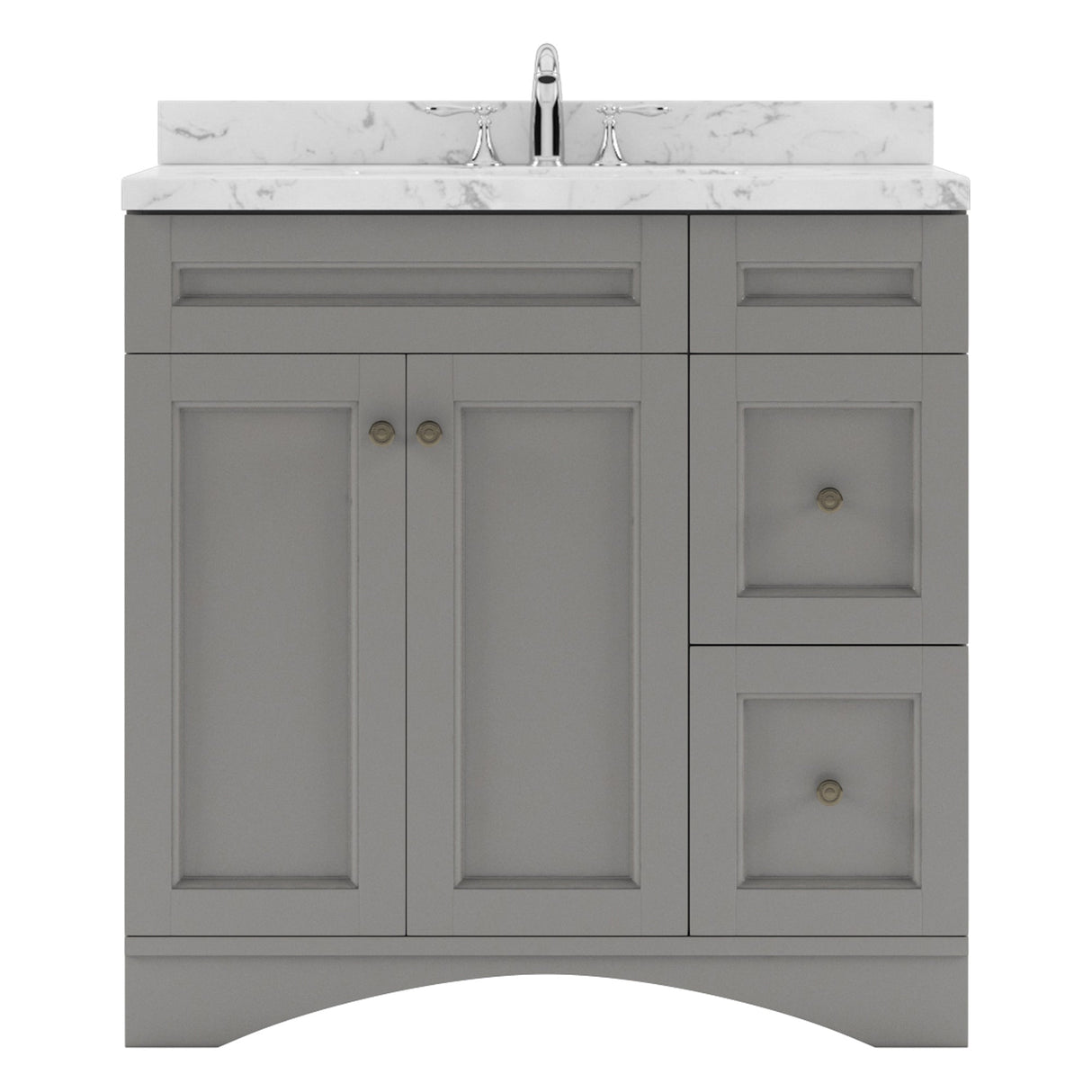 Virtu USA Elise 36" Single Bath Vanity in White with White Quartz Top and Square Sink - Luxe Bathroom Vanities