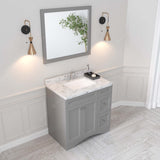 Virtu USA Elise 36" Single Bath Vanity with White Quartz Top and Square Sink with Matching Mirror