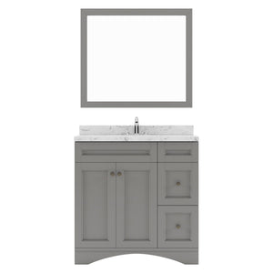 Virtu USA Elise 36" Single Bath Vanity in White with White Quartz Top and Square Sink with Matching Mirror - Luxe Bathroom Vanities