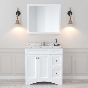 Virtu USA Elise 36" Single Bath Vanity with White Quartz Top and Square Sink with Matching Mirror