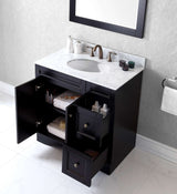 Virtu USA Elise 36" Single Bath Vanity with White Marble Top and Round Sink with Matching Mirror