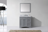 Virtu USA Elise 36" Single Bath Vanity with White Marble Top and Round Sink with Matching Mirror