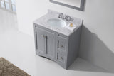 Virtu USA Elise 36" Single Bath Vanity with White Marble Top and Round Sink with Matching Mirror