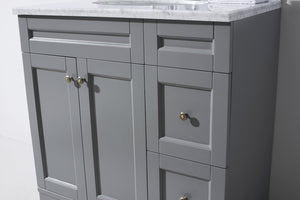 Virtu USA Elise 36" Single Bath Vanity with White Marble Top and Round Sink with Matching Mirror