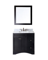 Virtu USA Elise 36" Single Bath Vanity with Marble Top and Square Sink with Brushed Nickel Faucet and Mirror - Luxe Bathroom Vanities Luxury Bathroom Fixtures Bathroom Furniture