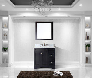 Virtu USA Elise 36" Single Bath Vanity with White Marble Top and Square Sink with Matching Mirror