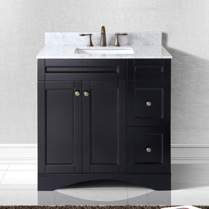 Virtu USA Elise 36" Single Bath Vanity with White Marble Top and Square Sink