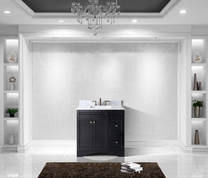 Virtu USA Elise 36" Single Bath Vanity with White Marble Top and Square Sink