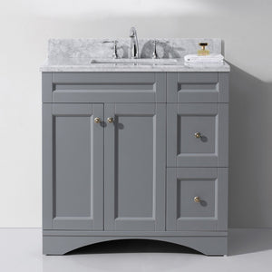 Virtu USA Elise 36" Single Bath Vanity with White Marble Top and Square Sink