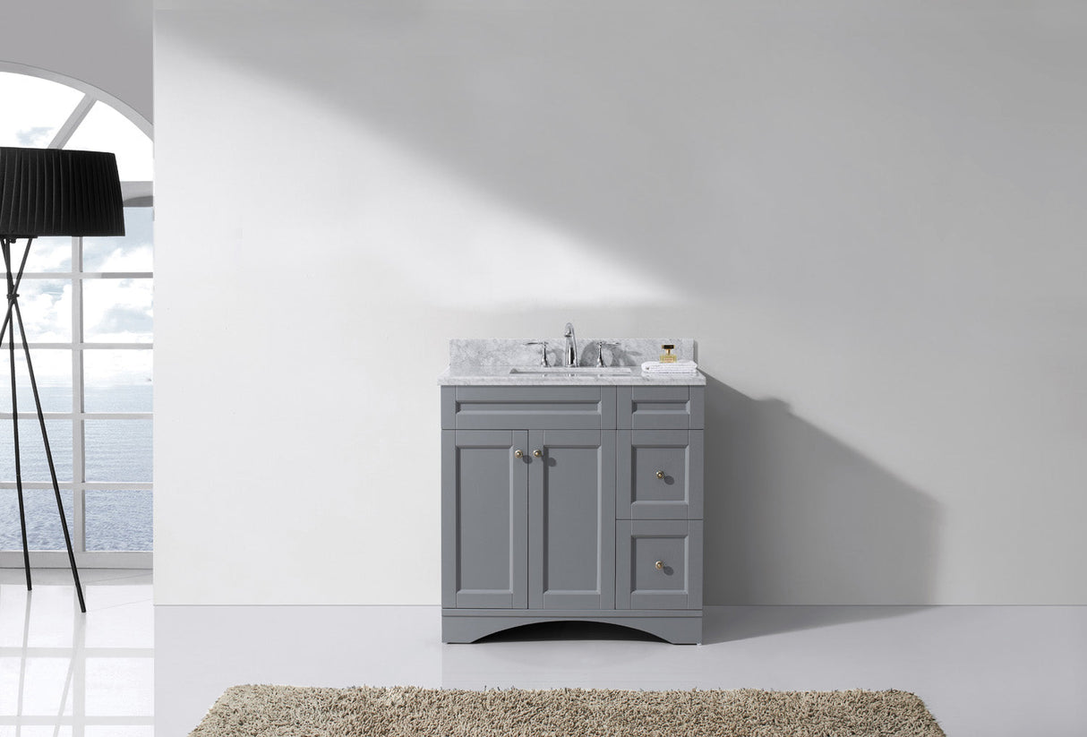 Virtu USA Elise 36" Single Bath Vanity with White Marble Top and Square Sink